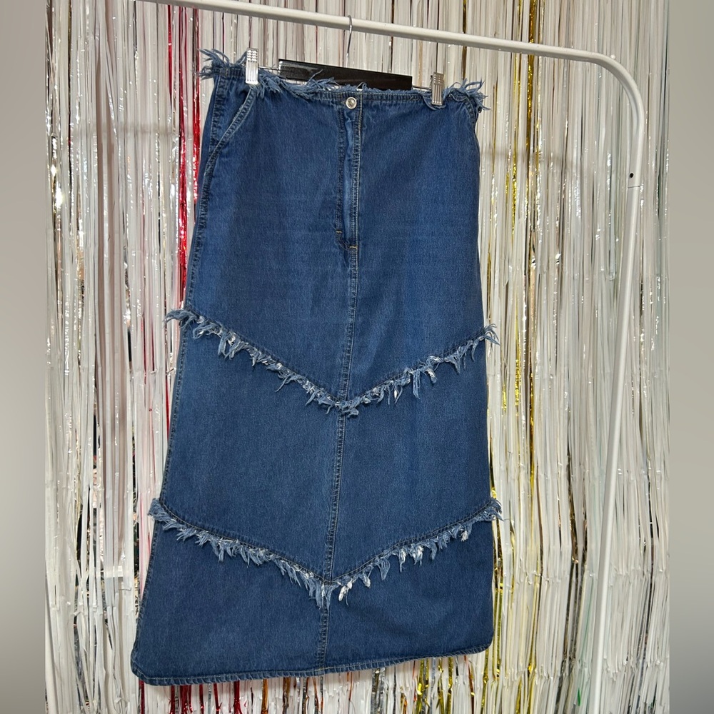 Starwear Frayed Denim Jean Vintage Skirt